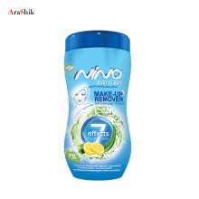 دستمال مرطوب پاک کننده آرایش کمر باریک نینو بسته 70 عددی